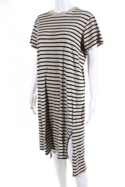 Electric & Rose Womens Striped Shirt Dress Beige Black Size Extra Small