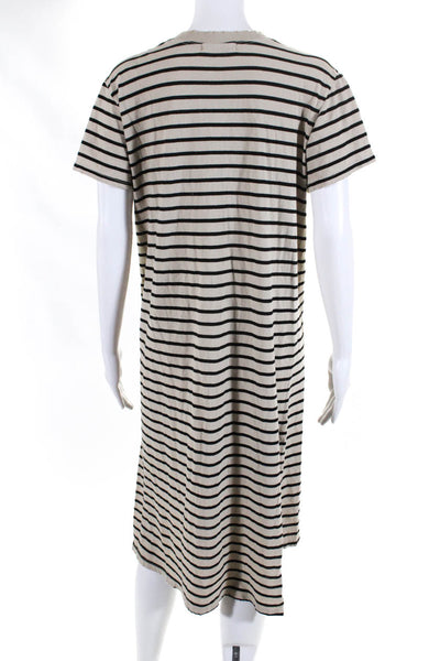 Electric & Rose Womens Striped Shirt Dress Beige Black Size Extra Small