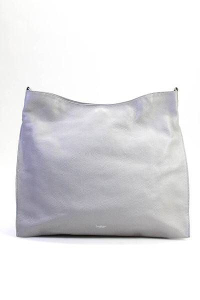 Botkier Womens Pebbled Leather Button Closure Shoulder Handbag Gray