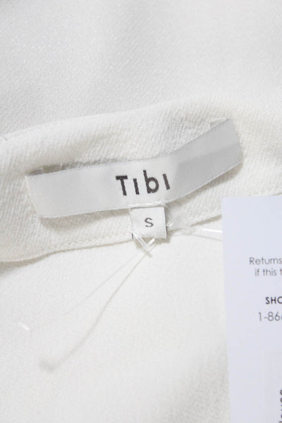 Tibi Womens Boat Neck Long Sleeved Relaxed Fit Side Slit Blouse White Size S
