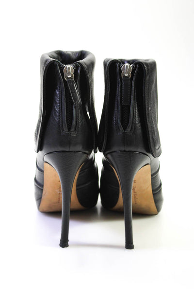Rupert Sanderson Womens Leather Foldover Stiletto High Heeled Boots Black Size 7