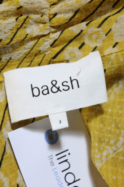 Ba&Sh Women's V-Neck Long  Sleeves Blouse Yellow Size 2