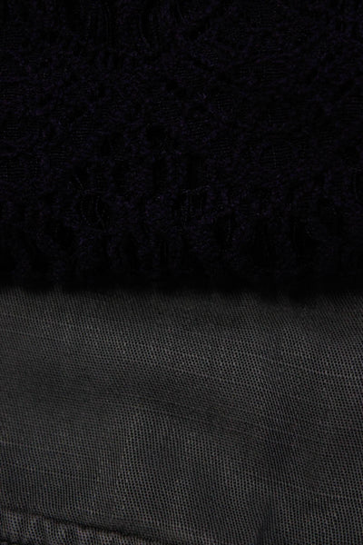 Eberjey Women's V-Neck Ruffle Sleeves Crochet Blouse Black Size M Lot 2
