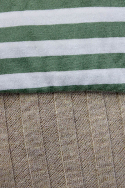 Theory MNG Womens Striped Short Sleeve T Shirt Sweater Green Tan Size XS M Lot 2