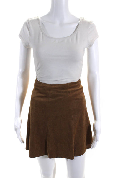 BB Dakota Womens Neck Long Sleeves Two Piece Skirt Set Suede Jacket Brown Size S