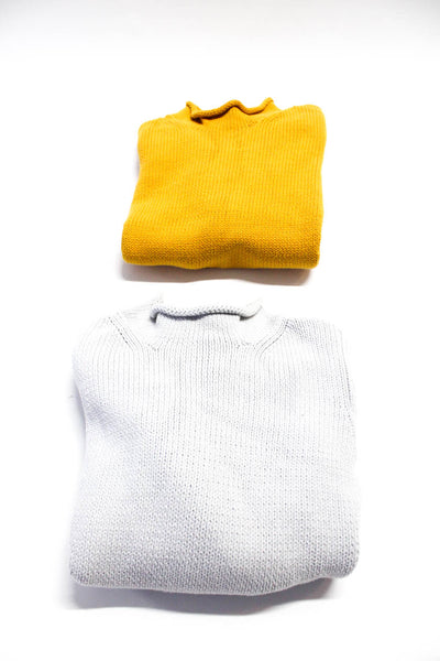 J Crew Womens Cotton Thick-Knit Mock Neck Sweaters Gray Yellow Size XS S Lot 2