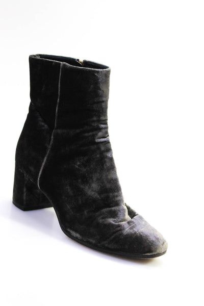 M.Gemi Womens Velvet Side Zip Block Heel Ankle Boots Silver Size 10.5US 40.5EU