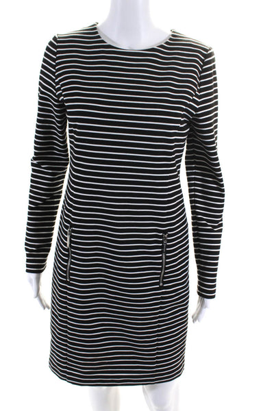 Michael Michael Kors Women's Long Sleeve Striped Sheath Dress Black Size 6