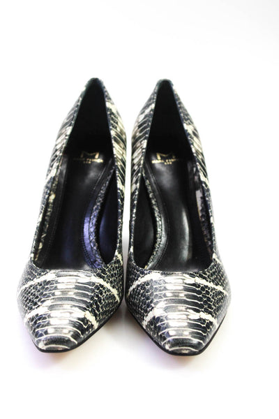Marc Fisher Womens Snakeskin Print Leather Pointed Block Heel Pumps Black Size 9