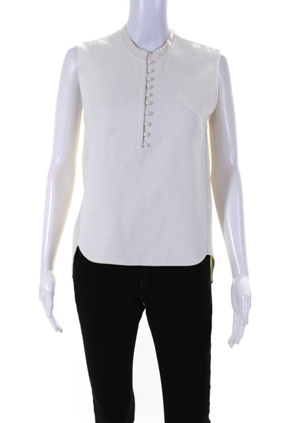 3.1 Phillip Lim Womens Cotton Buttoned High Low Sleeveless Top White Size M