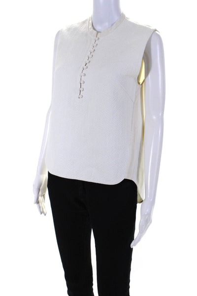 3.1 Phillip Lim Womens Cotton Buttoned High Low Sleeveless Top White Size M