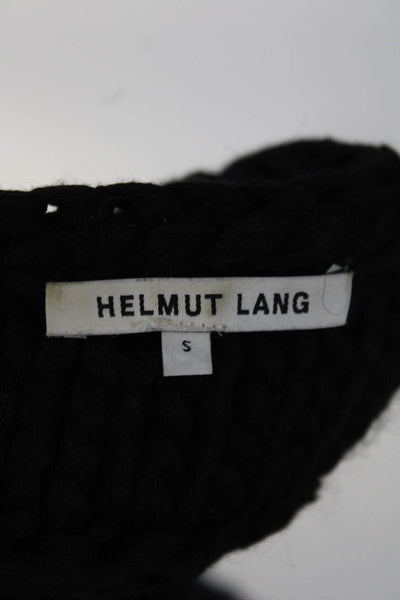 Helmut Lang Womens Knitted Woven Long Sleeve Textured Sweater Navy Size S