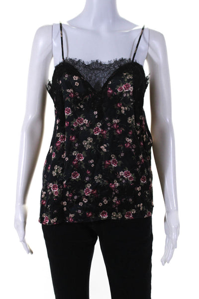 Cami NYC Womens Silk Floral Print Pullover Tank Top Black Size Small