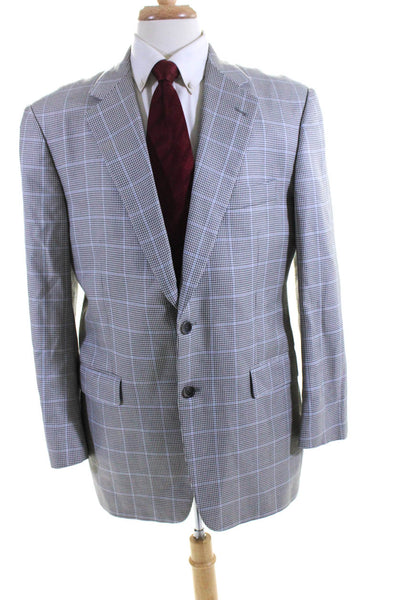 Burberry Mens Wool Houndstooth Striped Buttoned Collared Blazer Beige Size EUR42