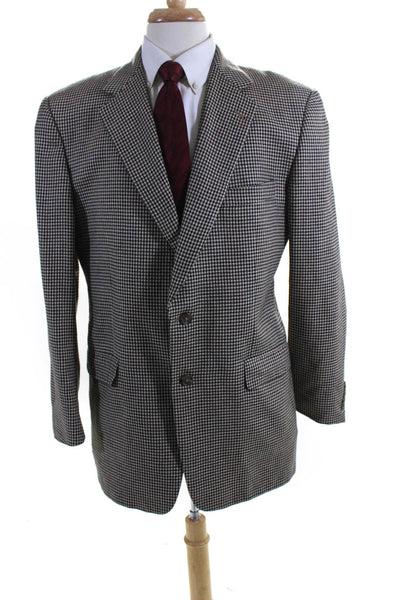 Burberry Mens Silk Striped Houndstooth Buttoned Collared Blazer Brown Size EUR42
