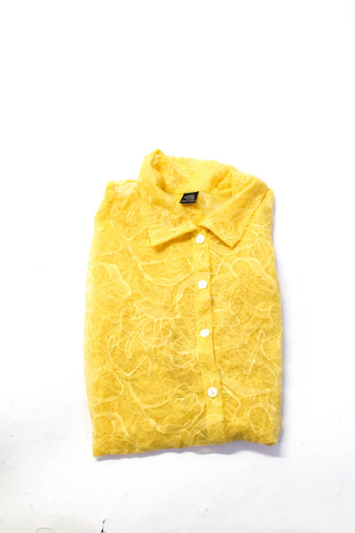 Only Hearts Women's Long Sleeves Lace Button Down Shirt Yellow Size L Lot 2