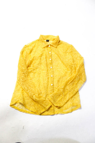 Only Hearts Women's Long Sleeves Lace Button Down Shirt Yellow Size L Lot 2