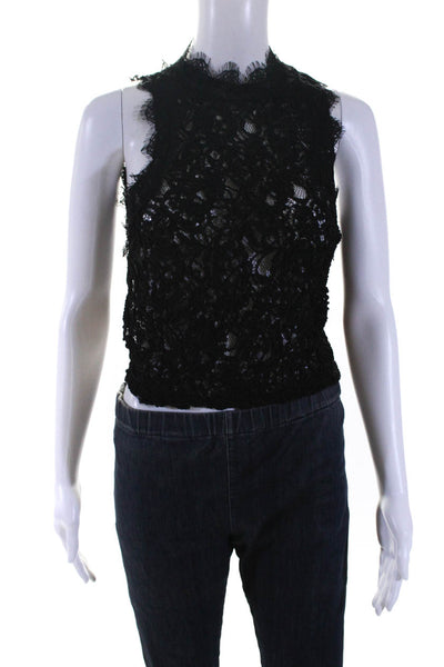 Zara Trafaluc Womens Lace Rope Embroidered Tank Top Black Size Small