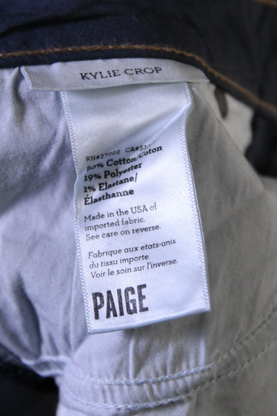 Paige Womens Cotton Buttoned Zip Dark Wash Skinny Leg Jeans Blue Size EUR28