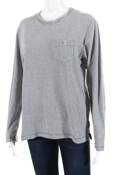 Todd Snyder Women's Cotton Long Sleeve Striped T-shirt White/Black Size S