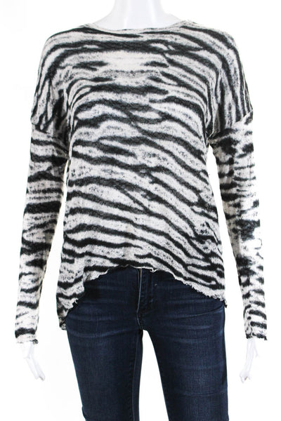 Generation Love Womens Textured Abstract Print Long Sleeve Shirt Gray Size XS