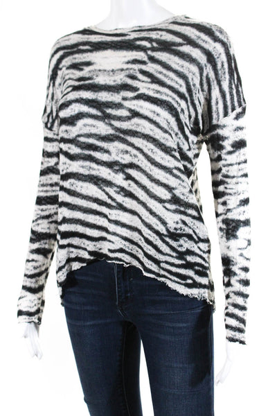 Generation Love Womens Textured Abstract Print Long Sleeve Shirt Gray Size XS