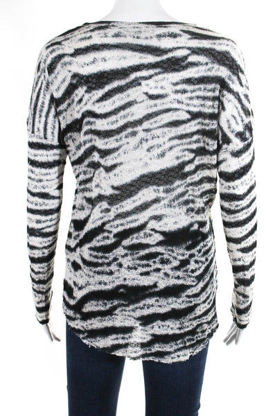 Generation Love Womens Textured Abstract Print Long Sleeve Shirt Gray Size XS