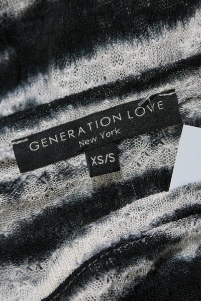 Generation Love Womens Textured Abstract Print Long Sleeve Shirt Gray Size XS