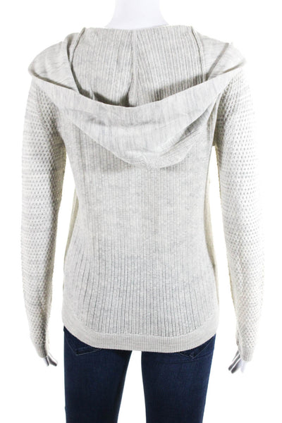 Theonne Womens Merino Wool Perforated Long Sleeve Knit Top Heather Gray Size XS