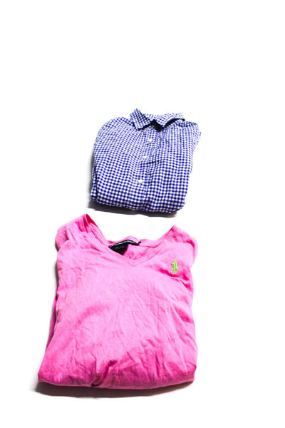 Ralph Lauren Golf J Crew Womens Cotton Check Pullover Tops Pink Size XS 2 Lot 2