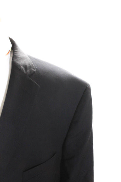 Jos A Bank Mens Wool Darted Buttoned Collar Long Sleeve Blazer Black Size EUR52