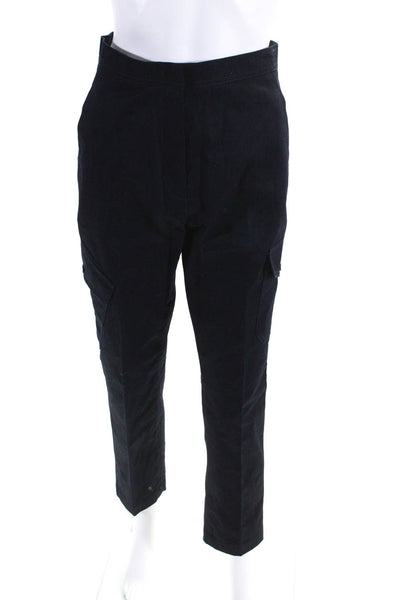 Odeeh Women's Cotton High Rise Straight Leg Cargo Pants Blue Size 34