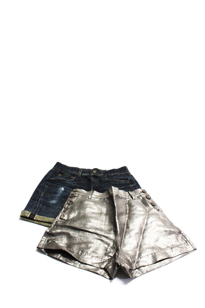 Elizabeth and James Womens Linen Metallic Graphic Shorts Silver Size 0 XS Lot 2