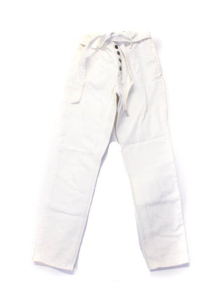 Grlfrnd Womens Denim Button Fly High Rise Straight Leg Jeans Pants White Size 23