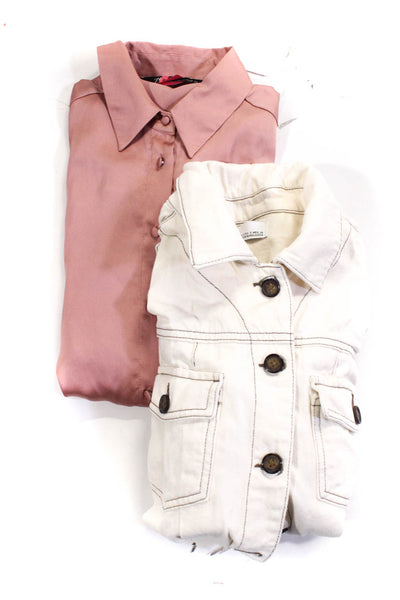 Zara Womens Blouse Top Jean Jacket Pink Size S XS Lot 2