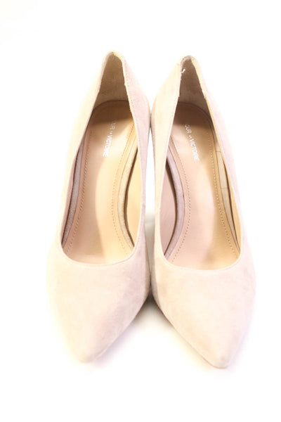 Pour la Victoire Womens Suede Pointed Toe Block Heel Pumps Gray Size 9US 39.5EU