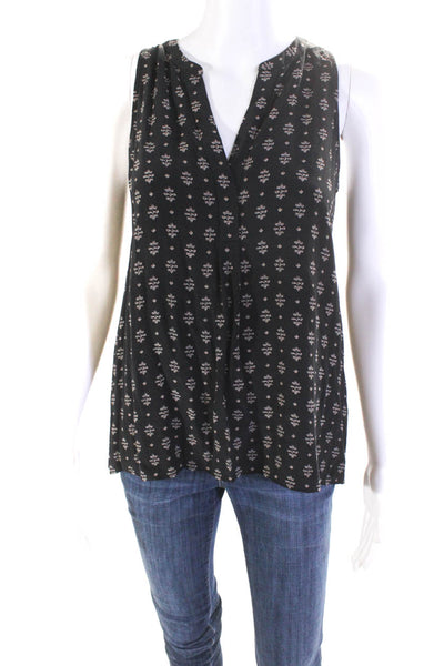 Joie Womens Silk Georgette Abstract Print Sleeveless Tank Blouse Black Size XS