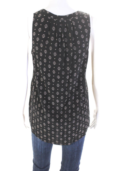 Joie Womens Silk Georgette Abstract Print Sleeveless Tank Blouse Black Size XS