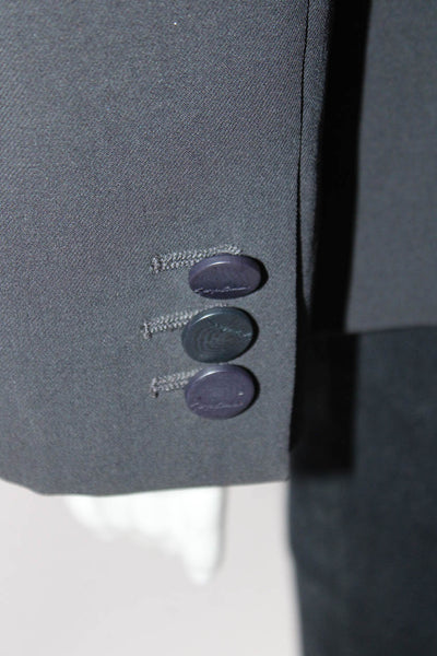 Giorgio Armani Womens Three Button Notched Lapel Blazer Jacket Navy Blue IT 42