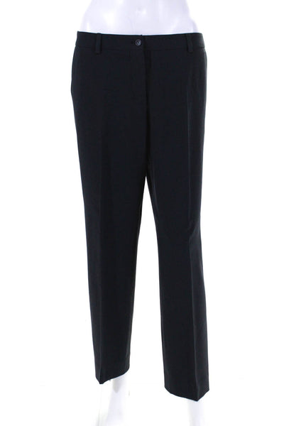 Giorgio Armani Womens Zipper Fly Pleated Straight Leg Pants Navy Blue Size IT 40