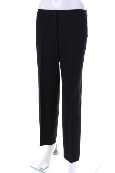 Giorgio Armani Womens Zipper Fly Pleated Straight Leg Pants Navy Blue Size IT 40