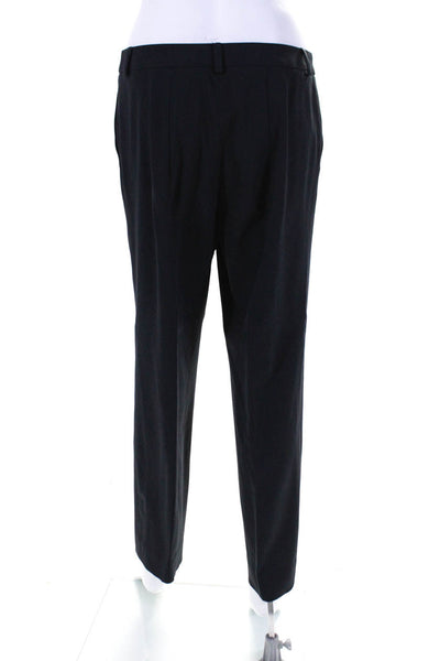 Giorgio Armani Womens Zipper Fly Pleated Straight Leg Pants Navy Blue Size IT 40