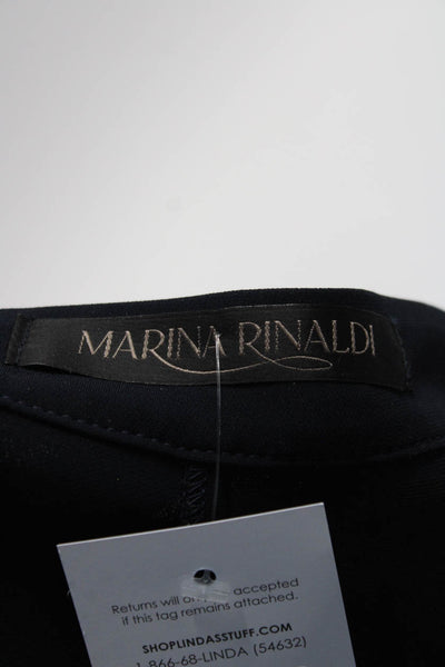 Marina Rinaldi Womens Side Zip High Rise Pleated Straight leg Pants Navy Blue 14