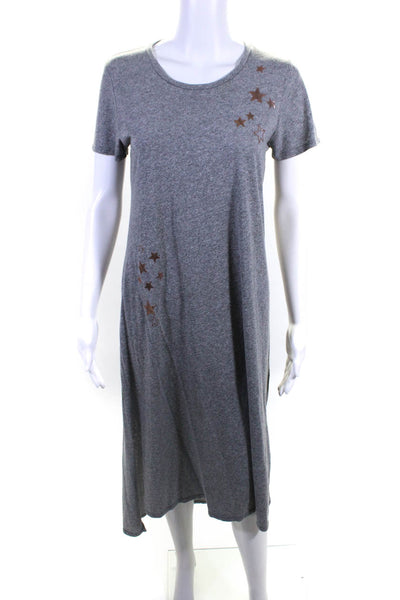 Michael Lauren Womens Cotton Jersey Metallic Star T-Shirt Dress Gray Size XS