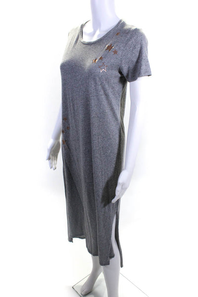 Michael Lauren Womens Cotton Jersey Metallic Star T-Shirt Dress Gray Size XS