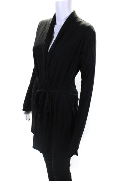 Skin Womens Cotton Jersey Tie Front Draped Cardigan Sweater Top Black Size 1
