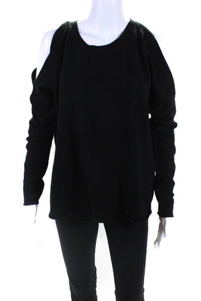 Line Womens Cashmere Knit Crew Neck Long Sleeve Sweater Top Black Size S