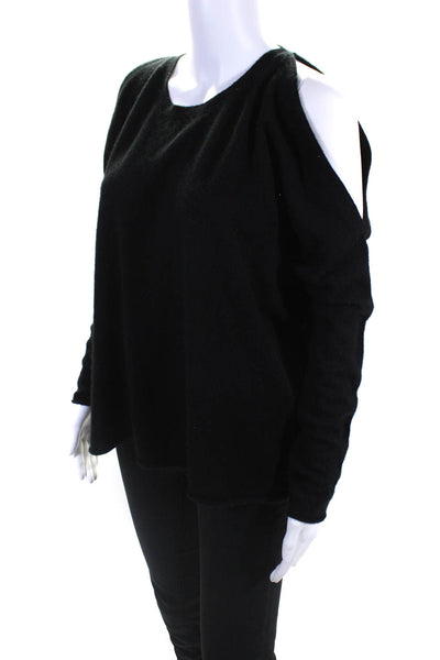 Line Womens Cashmere Knit Crew Neck Long Sleeve Sweater Top Black Size S