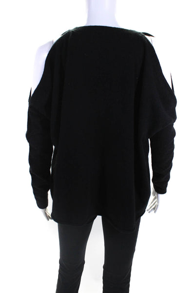 Line Womens Cashmere Knit Crew Neck Long Sleeve Sweater Top Black Size S