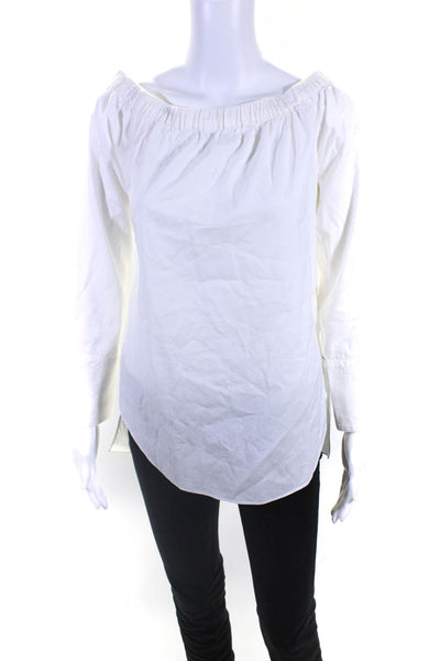 Rag & Bone Womens Long Sleeves Off The Shoulder Blouse White Cotton Size Small